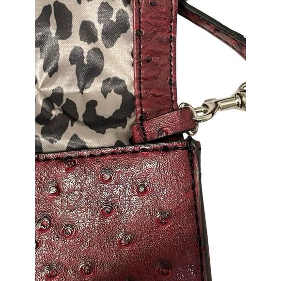 Red Vegan Leather Purse W / Leopard Interior Print Dana Buchman NWOT - Picture 7 of 11